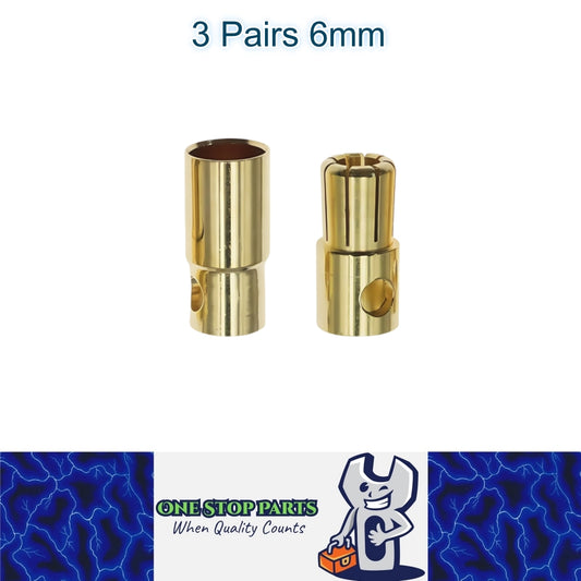 3 Pairs 6mm Bullet Connectors Banana Plugs Male Female for RC Battery ESC Motor