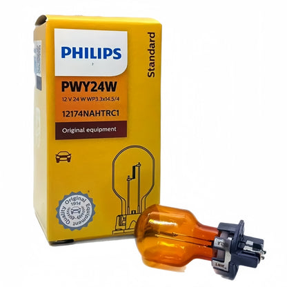 2 x PHILIPS PWY24W 12V 24W Amber Halogen Globes Original Indicator Lamps
