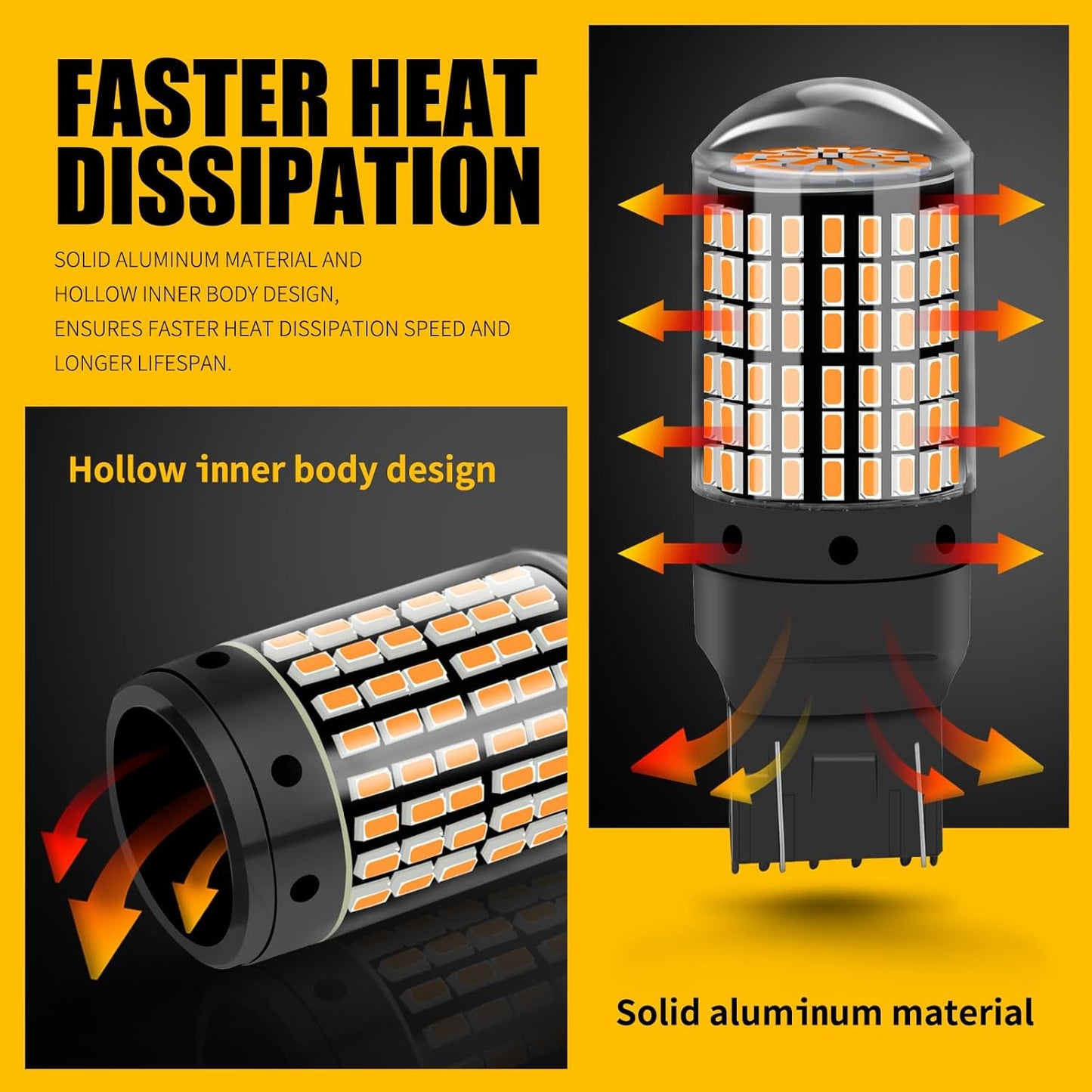 2 x T20 7440 12V 2100LM Cool White LED 144SMD 360 degree super Bright (2pcs)