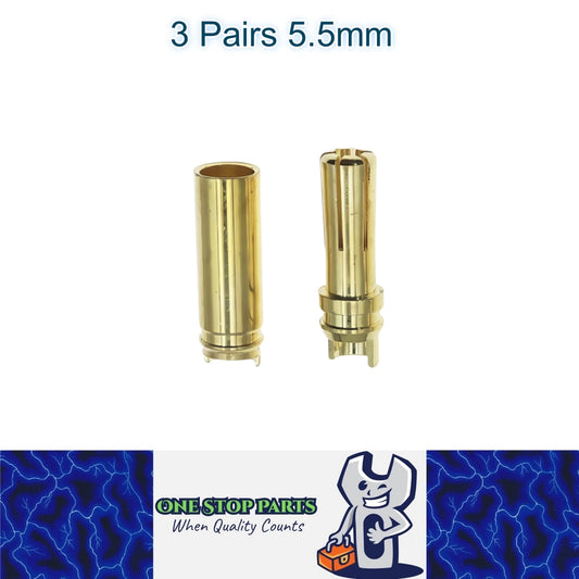 3 Pairs 5.5mm Bullet Connectors Banana Plug Male Female for RC Battery ESC Motor