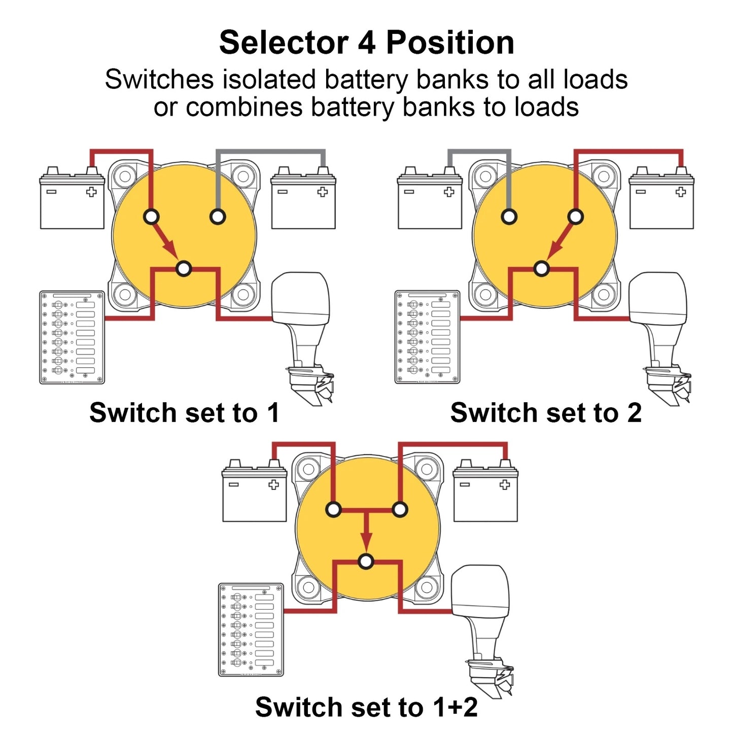 300A Battery Disconnect Switch 4 Position 1/2/1+2/Off Car Boat Marine Switch