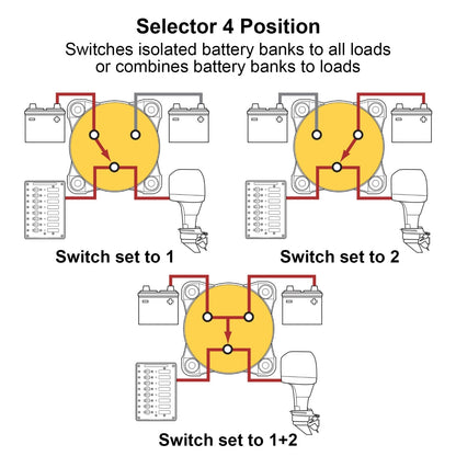 300A Battery Disconnect Switch 4 Position 1/2/1+2/Off Car Boat Marine Switch