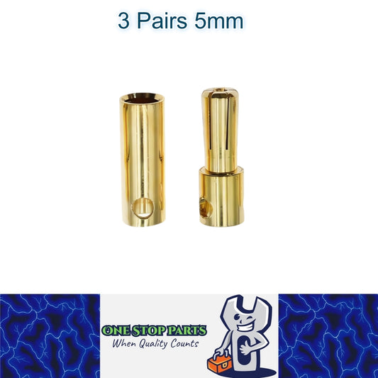 3 Pairs 5mm Bullet Connectors Banana Plugs Male Female for RC Battery ESC Motor