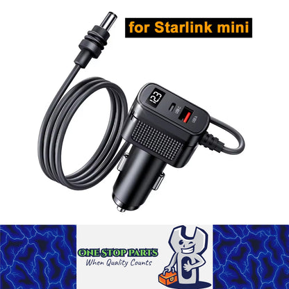 3M Starlink Mini Cable DC to Cigarette Lighter Plug with QC3.0 Type C &Voltmeter