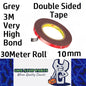 3M VHB Grey Tape 10mm Double Sided Tape 30 Meter Roll x 0.8mm Thick Grey (30m)