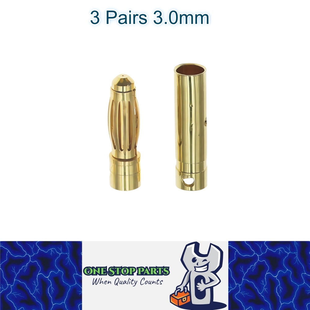 3 Pairs 3mm Bullet Connectors Banana Plugs Male Female for RC Battery ESC Motor