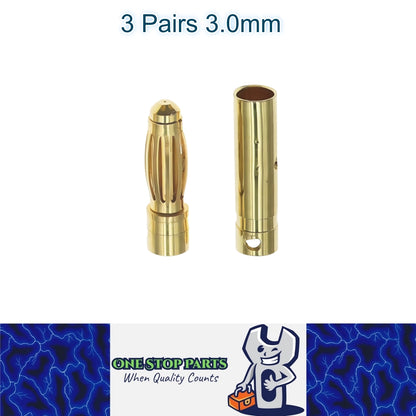 3 Pairs 3mm Bullet Connectors Banana Plugs Male Female for RC Battery ESC Motor