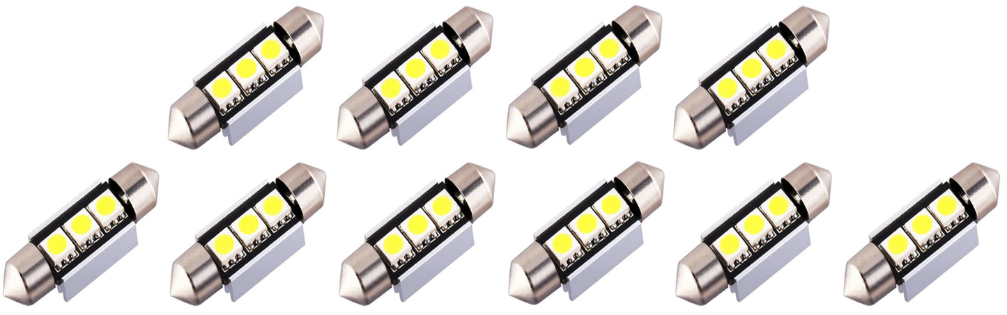 10 x 36mm 12v Cool White 3x5050smd Festoon LED Canbus (10pcs)