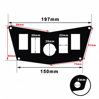 4 Gang Rocker Switch V Panel Holder Alloy Frame Fit 38x22mm Switch & 29mm Socket