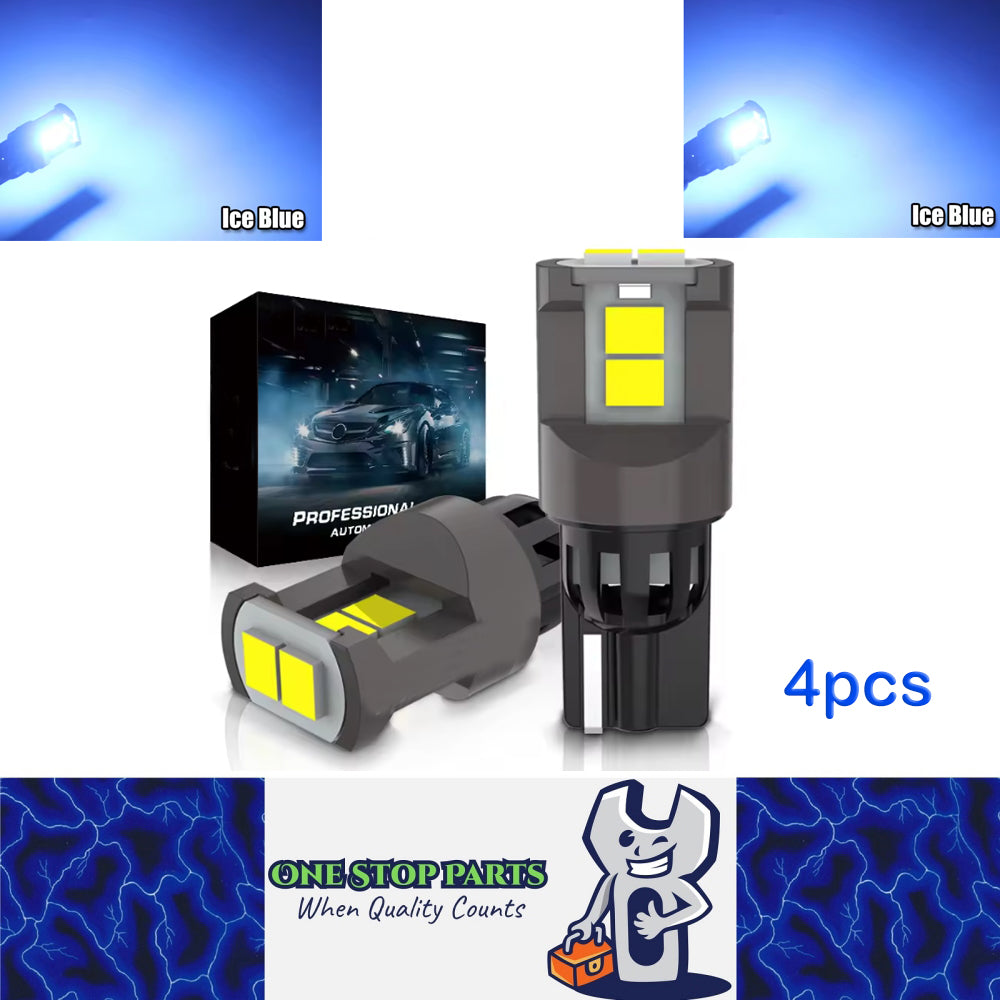 4pcs T10 IceBlue Ultra Bright 6SMD 3080 Canbus LED Bulbs 194 W5W T10 LED Globes