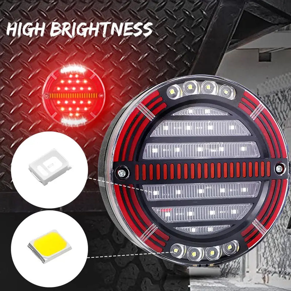 2pcs 4 in 1 LED Tail Light Round 140mm Stop/Tail/Indicator/DRL for Trailer Truck