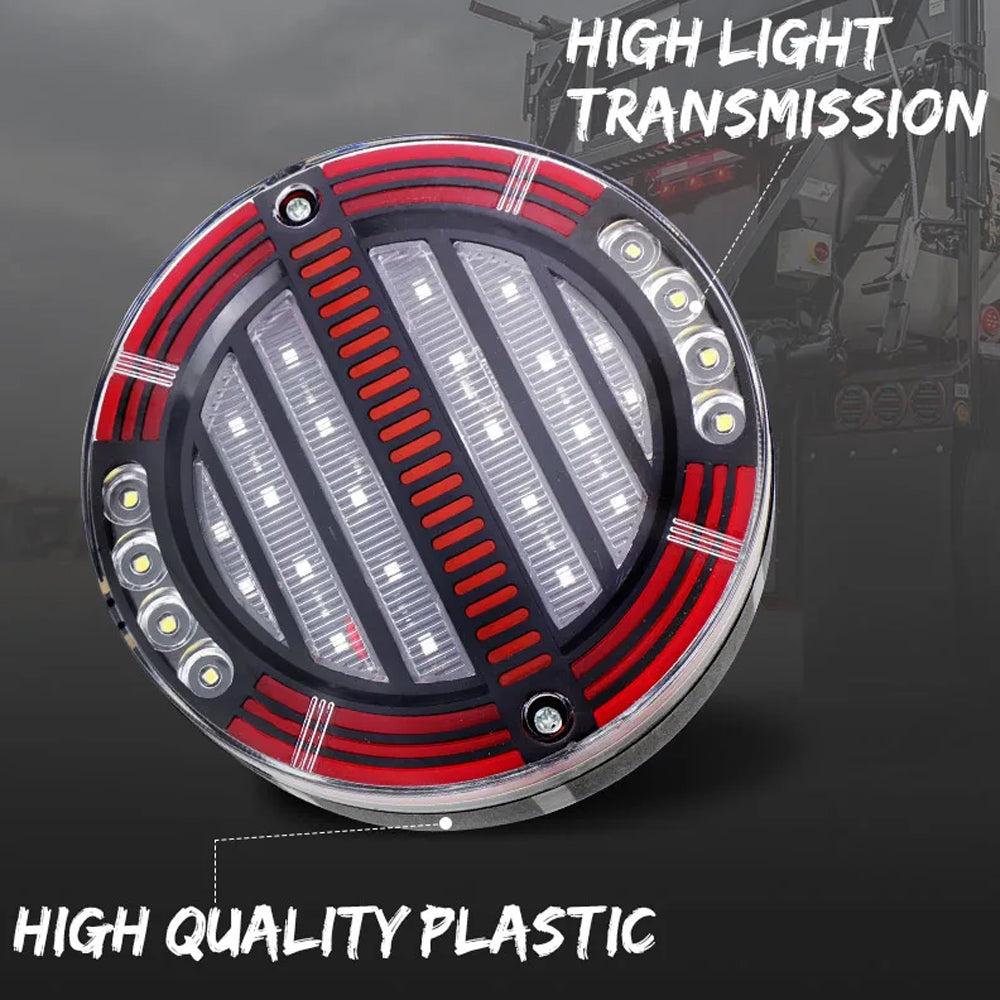 4pcs 4 in 1 LED Tail Light Round 140mm Stop/Tail/Indicator/DRL for Trailer Truck