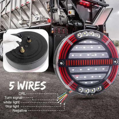 4pcs 4 in 1 LED Tail Light Round 140mm Stop/Tail/Indicator/DRL for Trailer Truck