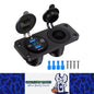 4in1 Blue LED Touch Switch Panel 12V PD+QC3.0 USB Charger Voltmeter Power Socket