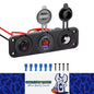 4 in1 Red LED Switch Panel 12V PD USB C QC3.0 USB Charger Voltmeter Power Socket