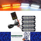 4 x LED Grille Lights Yellow/White LED Strobe Lights Remote Grill Warning Lamp
