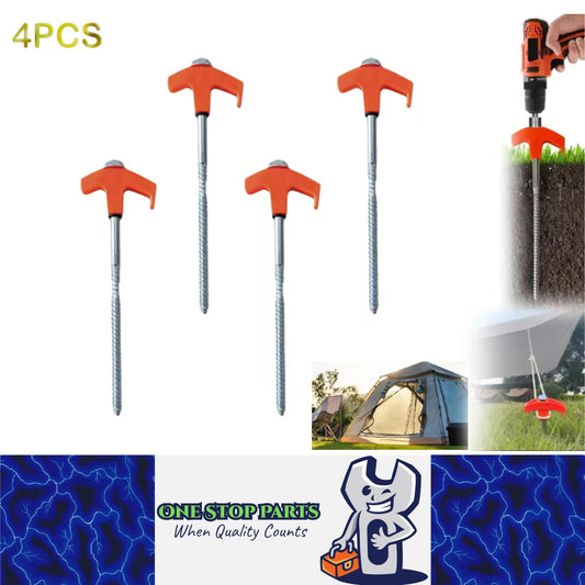 4 x Orange Tent Stakes 20CM Screw in Tent Pegs Ground Nails Stakes for Camping