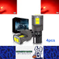 4pcs T10 Red Ultra Bright 6SMD 3080 Canbus LED Bulbs 194 W5W T10 LED Globes