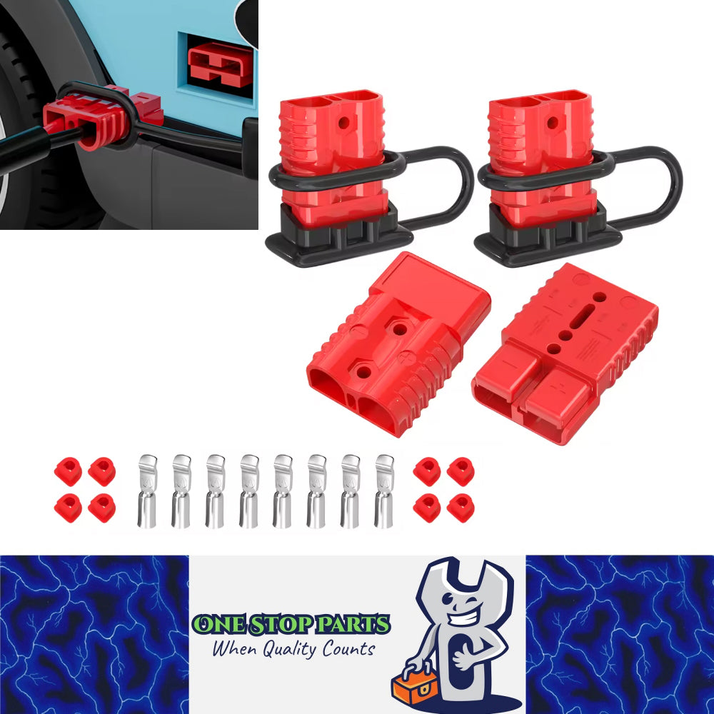 4 x 175A Red Anderson Style Sockets Plugs 175 Amp Kit with Cover and E ...