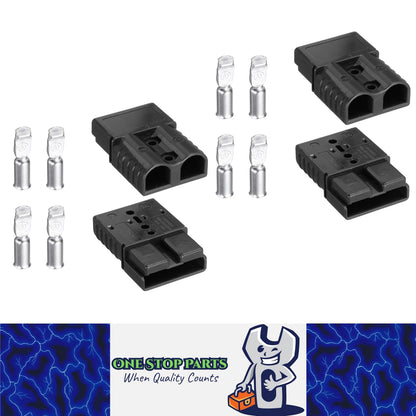 4 x 50A Black Anderson Socket Plug 2 Pin 50Amp Connector RV Truck Winch Marine