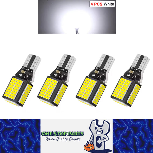 4 x T15 White LED 54x4014smd 12v-24v Multivolt Canbus LEDs White Super Bright