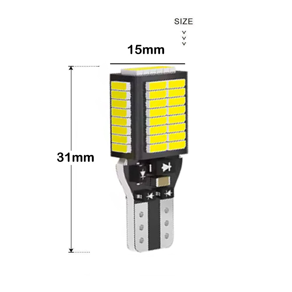 4 x T15 White LED 54x4014smd 12v-24v Multivolt Canbus LEDs White Super Bright