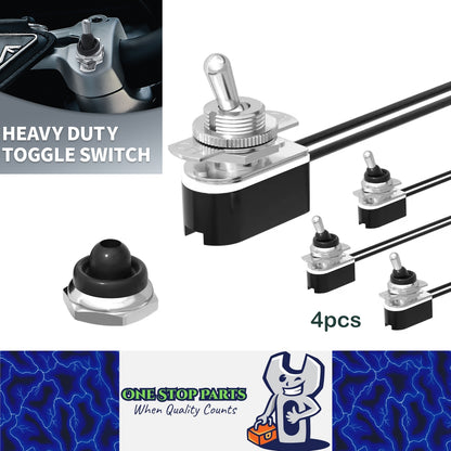 4 x Toggle Switch 12mm 12V 10A SPST 2 Pin On/Off 15CM Wire for Car Boat Marine