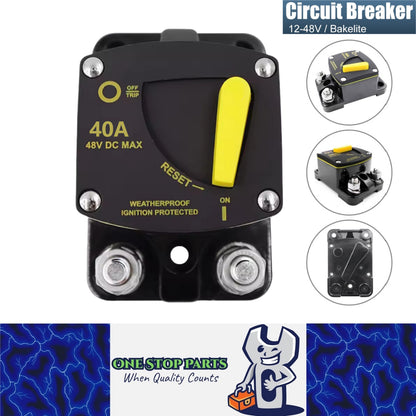 Heavy Duty Marine 12v-48v 40A Manual Reset Circuit Breaker Ideal for Boat Yatch