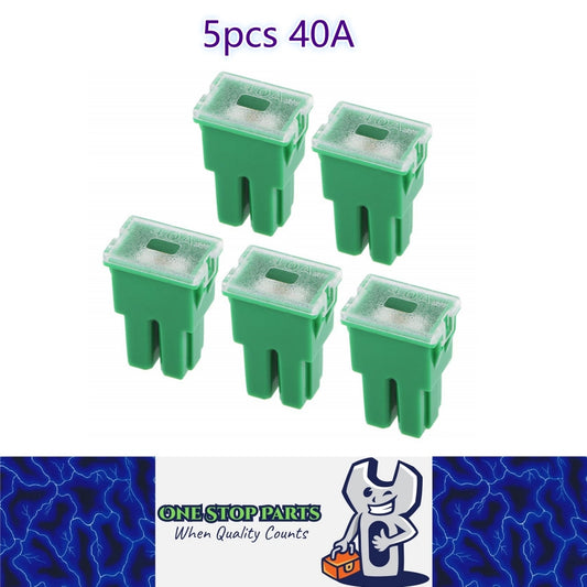 5 x 40Amp Green Medium Female Slow Blow Fuse Block 15mmx22mmx32mm High 40A Fuse