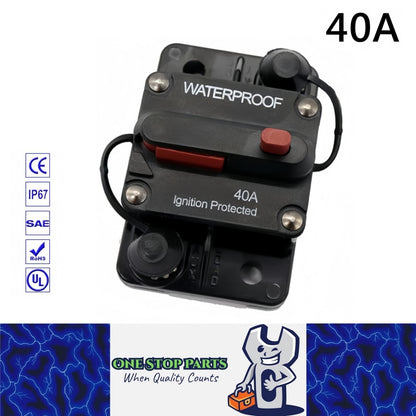 12v 40A Circuit Breaker Manual Reset Water Proof Ideal for 4wd Caravan Boat