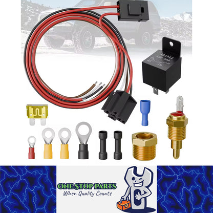 40AMP Electric Fan Relay Cooling Fan Thermostat Kit with 185 On 175 Off Switch