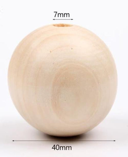2 x 40mm Natural wood beads round DIY jewelry Handmade Accessories