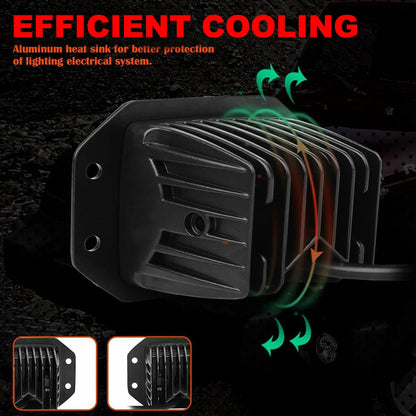 2 x 40W Flush Mount LED Work Light 120x89mm 12-24V 6000K Car 4wd LED Spotlight