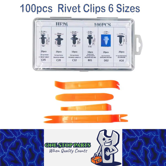 100 x Car Bumper Retainer Fender Door Push Fastener Rivet Clip with Removal