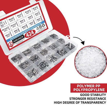 424pcs Stainless Steel Roll Pins Kit Spring Dowels Slotted Pins and Split Pins