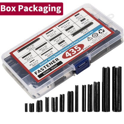 435pcs Roll Pin Kit Slotted Tension Pins Split Dowels & Expansion Spring Pin