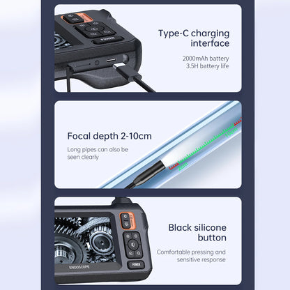 5m Dual Lens Endoscope Inspection Camera 8mm IP67 HD1080P with 4.3" IPS Screen