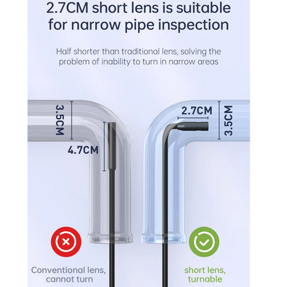 1m Dual Lens Endoscope Inspection Camera 8mm IP67 HD1080P with 4.3" IPS Screen