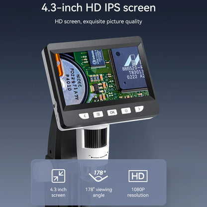 4.3 inch IPS 1000X Digital Microscope 1080P 8 LEDs Coin Microscope Magnifier