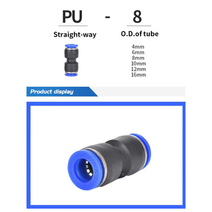 44pcs 8mm Air Pneumatic Connectors Fittings Kit with PE/PU//PV/PY/PZA Plugs