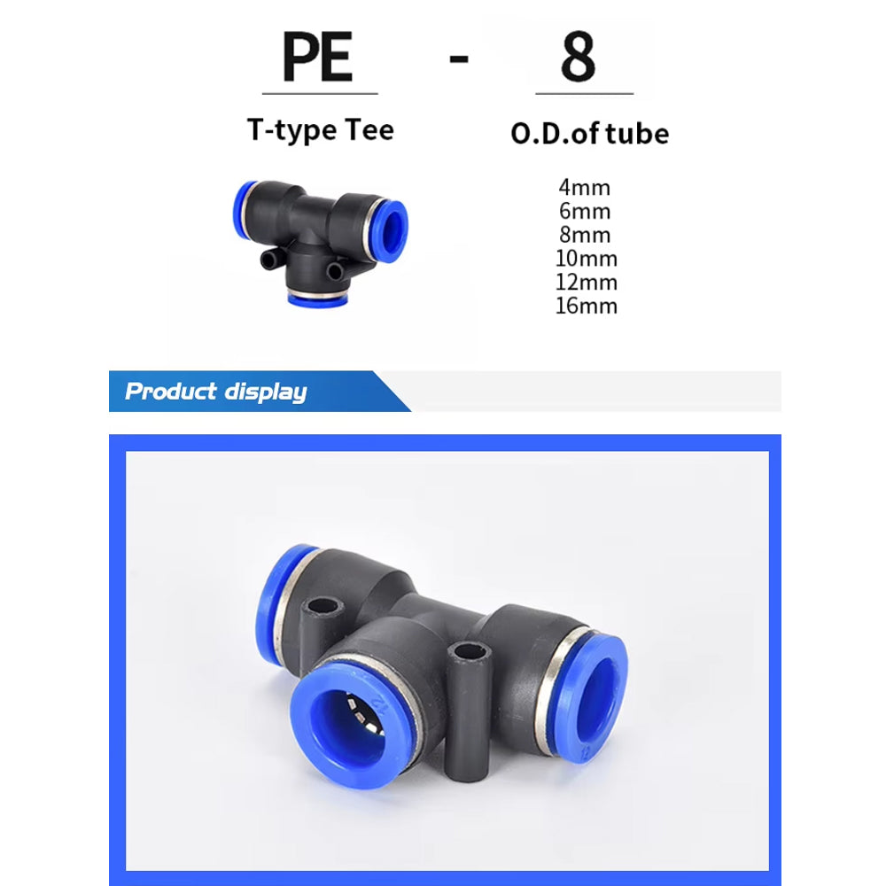 44pcs 8mm Air Pneumatic Connectors Fittings Kit with PE/PU//PV/PY/PZA Plugs