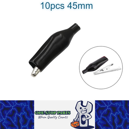 10 x Alligator Clips Clamps 45mm Black Crocodile Alligator Jumper Test clips