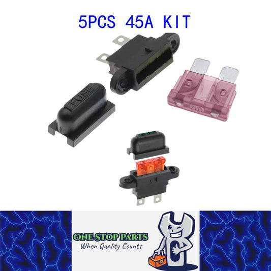 5 x 45A weatherproof standard inline fuse holder with mount tabs 5pcs 45Amp
