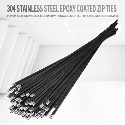 100pcs 4.8x300mm 304 Stainless Steel Zip Ties Self Locking Heavy Duty Cable Ties
