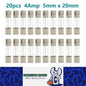 20 x 4Amp Glass Fuses 5mm x 20mm Long 4A Glass Fuse suits Vintage Cars and Bikes