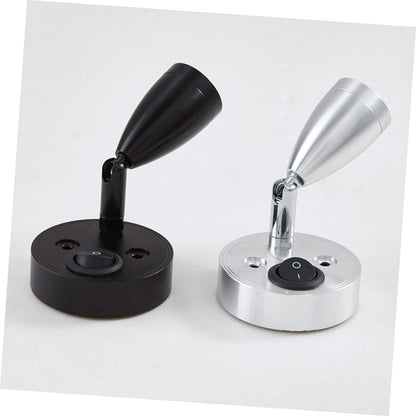 Pair 12v Black LED Bedside Reading Lights Cool White with Switch Rotatable Lamps