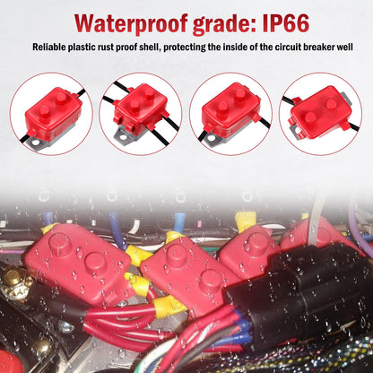 4 x Mini Waterproof Auto Reset 15Amp Circuit Breaker With Dust Boot Covers 4pcs