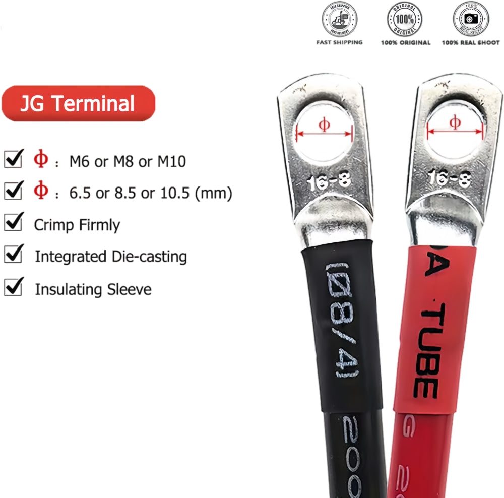Pair 80cm 4AWG Car Battery Cable Black Red Silicone Cable with M10 Eye Terminals