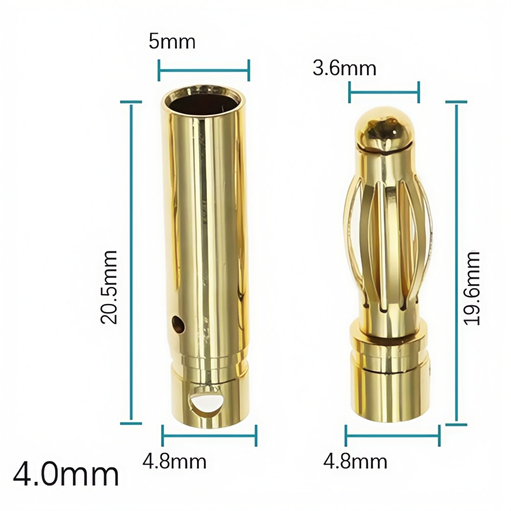 1 Pair 4mm Bullet Connectors Banana Plugs Male Female for RC Battery ESC Motor