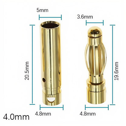 1 Pair 4mm Bullet Connectors Banana Plugs Male Female for RC Battery ESC Motor